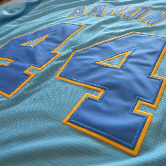 Brand NEW Milwaukee Brewers #44 Hank Aaron Jersey Size Men's X-Large - Picture 9 of 10